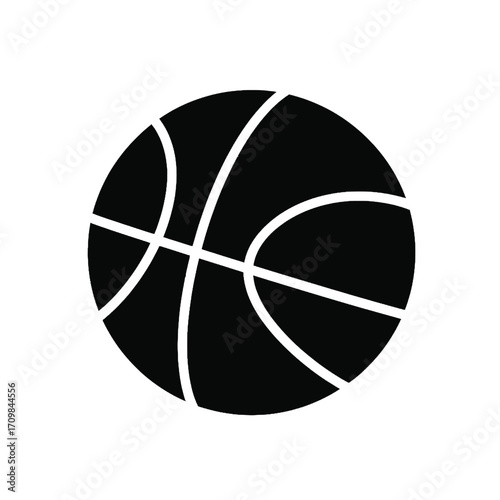 Simple black and white silhouette of a basketball vector graphic for sports and gaming designs silhouette