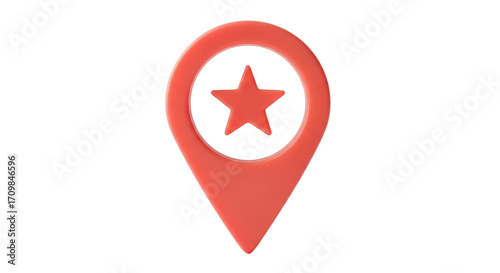 Isolated pointer graphic with star inside, representing an address or location icon