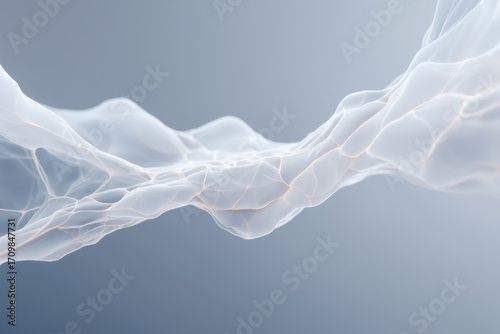 A white line with orange streaks that looks like a wave. The line is curved and has a lot of texture