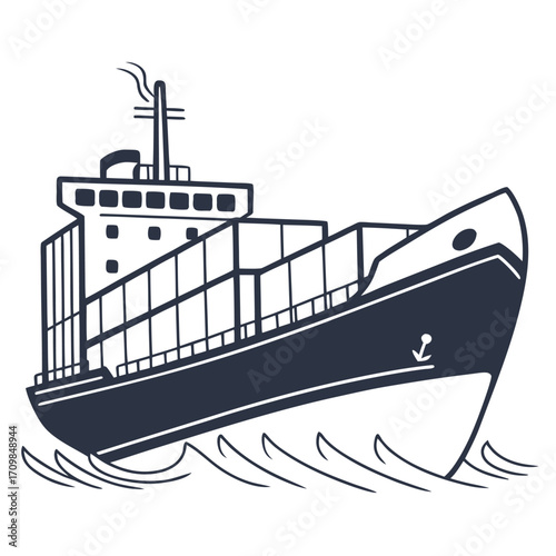 A simple vector illustration of a ship sailing on the sea