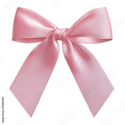 Light pink satin ribbon bow,  isolated