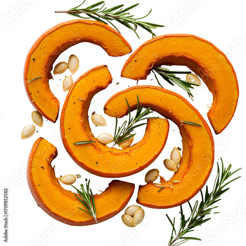  Roasted pumpkin wedges with rosemary and olive oil