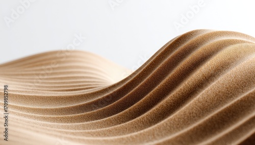 Abstract, flowing, tan wood waves.  A smooth, organic, undulating surface of light beige wood.  Soft, warm tones.  Shallow depth of field