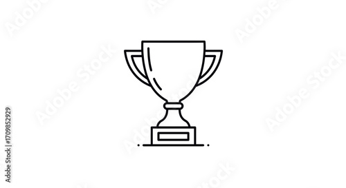 Illustration of a trophy cup with handles on a base.