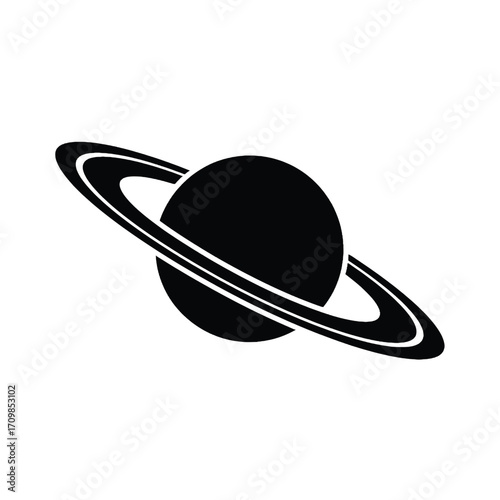 Simple silhouette icon of saturn planet with rings celestial body vector graphic silhouette