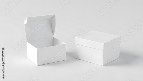 White folding gift box - Opened and closed gift box. 3d rendering mock up