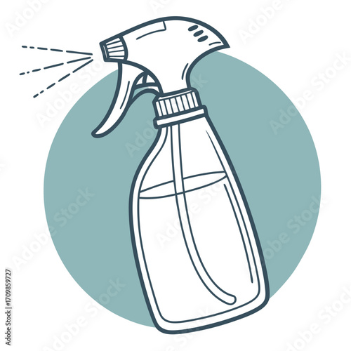 Silhouette of a woman with a spray bottle and a sword, an isolated vector illustration of hygiene and power