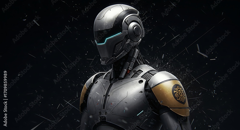 Fototapeta premium A Close-up Cyberpunk Cyborg Portrait with Intricate Details