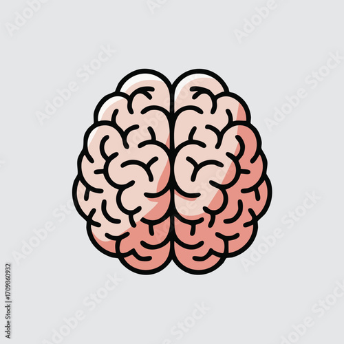 A stylized illustration of a human brain, showcasing its intricate structure and lobes in a simple, clean design.