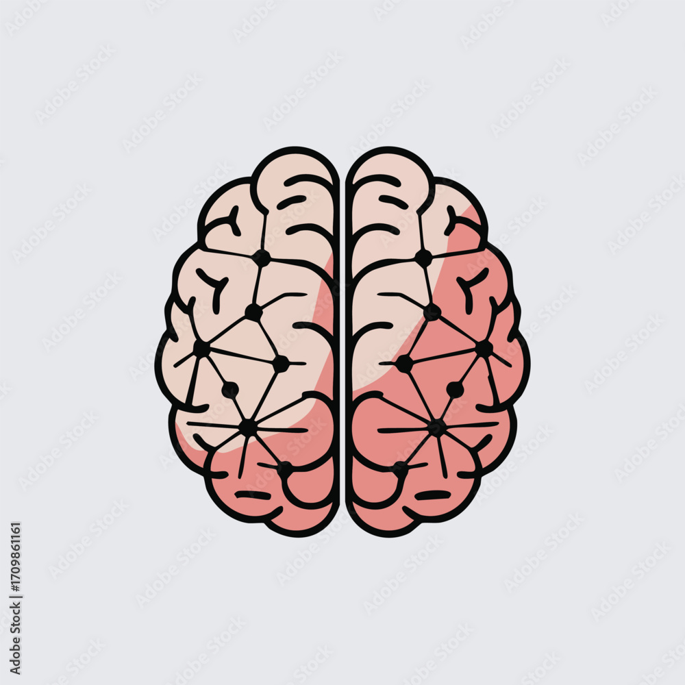 Fototapeta premium Stylized illustration of a human brain, showcasing interconnected neural pathways.