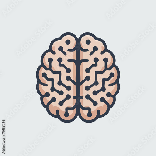 A stylized illustration of a human brain, depicting neural connections and pathways.