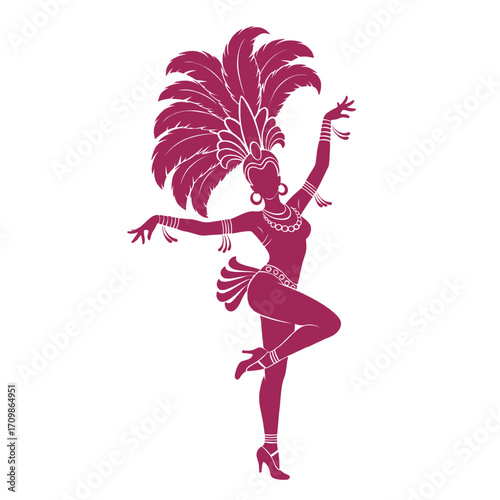 Silhouette of Samba Dancer with Feathers 