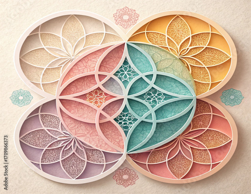 Pastel Geometric Paper Cut Abstract Layers