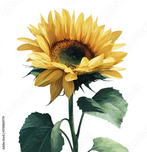 Detailed illustration of a single sunflower
