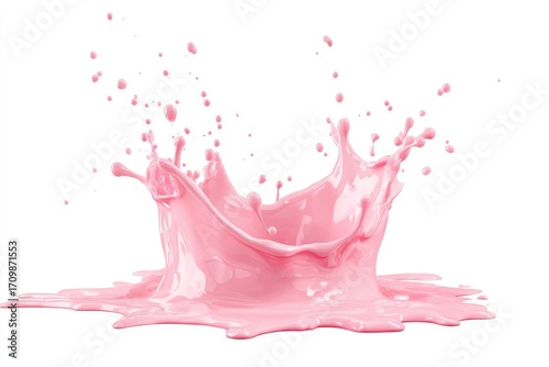 Pink liquid splash on white background