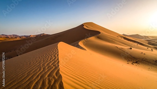 Fototapeta Naklejka Na Ścianę i Meble -  Vast desert dune at sunrise
