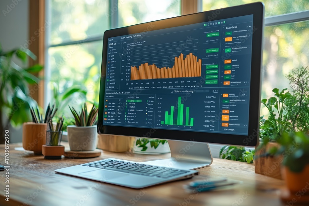 Fototapeta premium Digital dashboard showing approved business proposals with green tick status highlighting completed reviews and final decision status