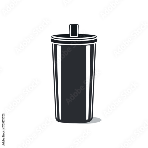 Silhouette of a modern, insulated beverage tumbler.