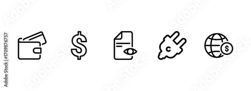 Finance and Global Economy Line Icon Collection for Web Applications