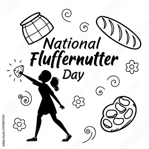 NATIONAL FLUFFERNUTTER DAY vector illustration