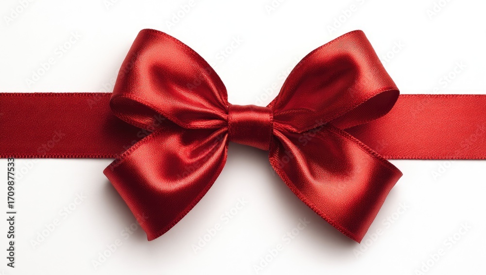 Fototapeta premium Red satin ribbon bow on white background (11)