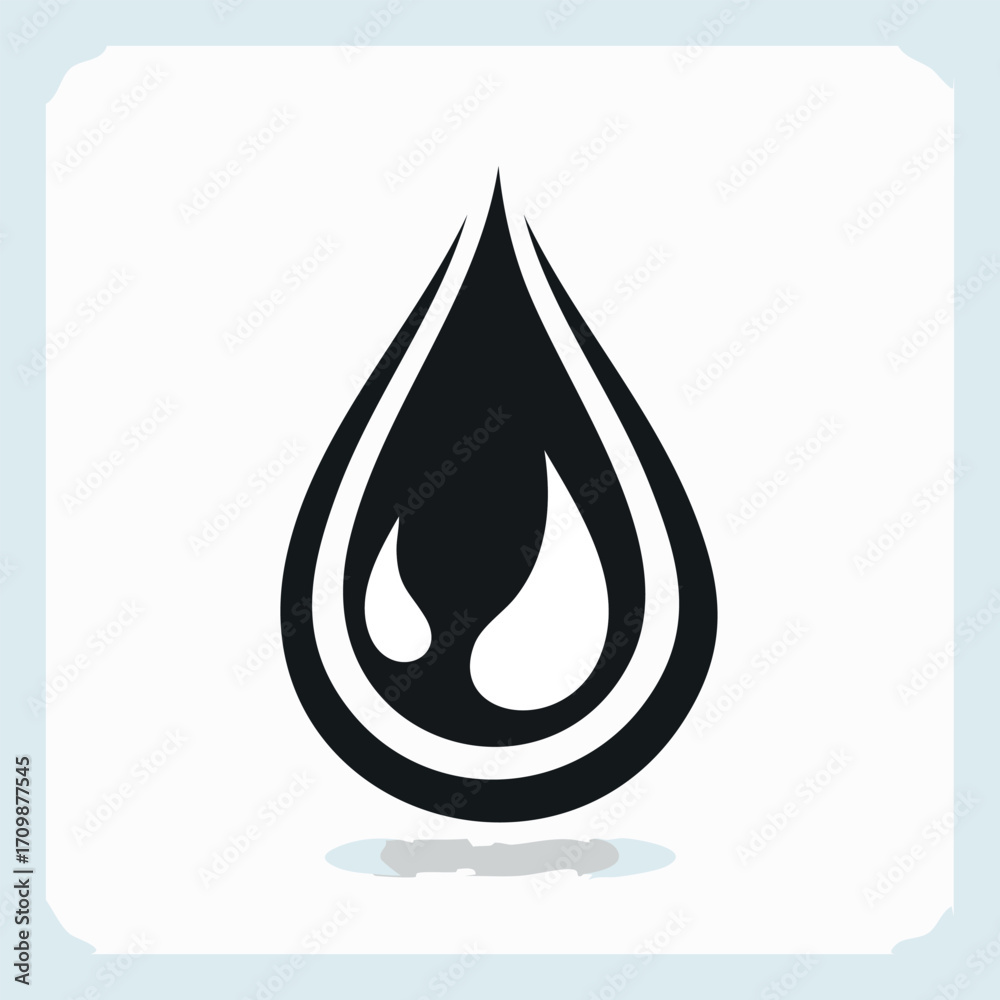 Fototapeta premium Stylized black water drop graphic, abstract design.
