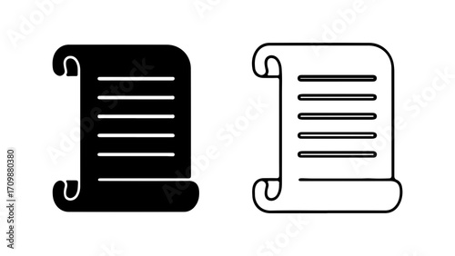 Ancient Scroll Document Icon Set for Historical and Legal Concepts.