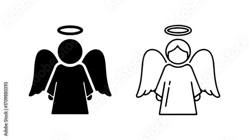 Angel icons with halo and wings in solid and outline styles.