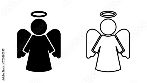Angel Icons Black and White Religious Symbols.