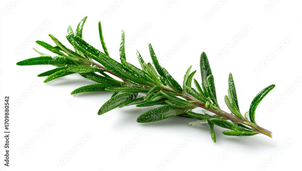 Fototapeta premium Fresh rosemary sprig against white background