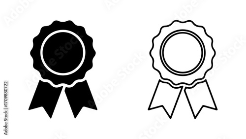 Award badge icon set black and white.