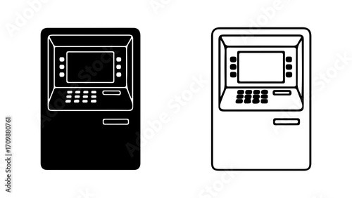 Automated Teller Machine ATM icons in black and outline styles.