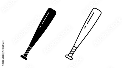 Baseball bats in black and white perfect for sports and games.
