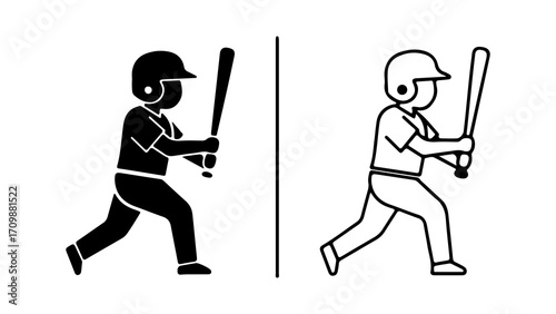 Baseball player in action ready to hit the ball with bat and helmet.
