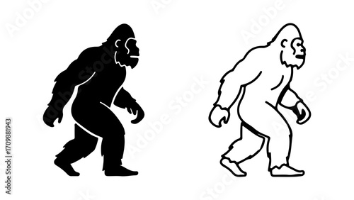 Bigfoot and gorilla silhouette comparison.