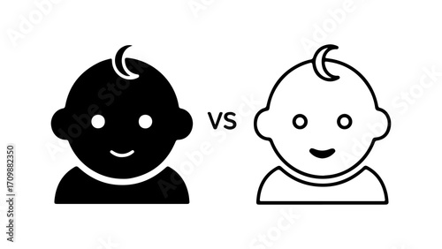 Black and white baby face comparison shows different styles.