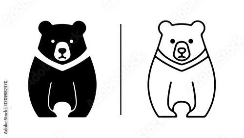 Black and white bear icons simple design 2.