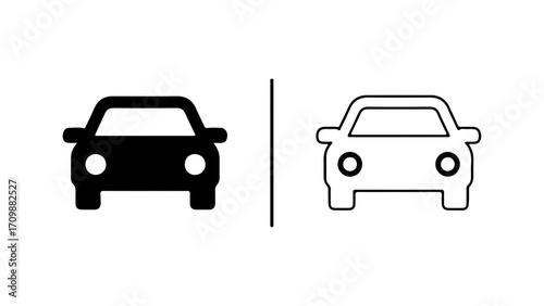 Black and White Car Icons Side by Side.