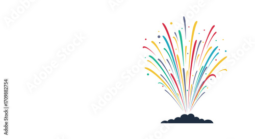 Explosion of colorful fireworks illuminating the night sky creating a festive and celebratory atmosphere.