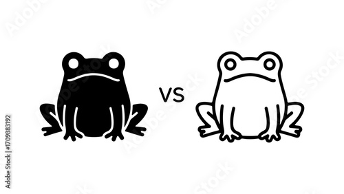 Black and White Frog Silhouette Comparison A Visual Contrast.