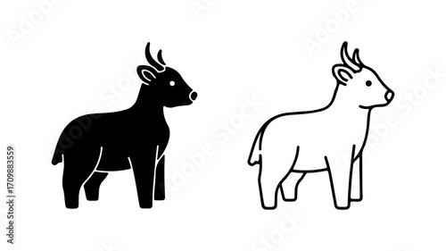 Black and white illustrations of a young deer.