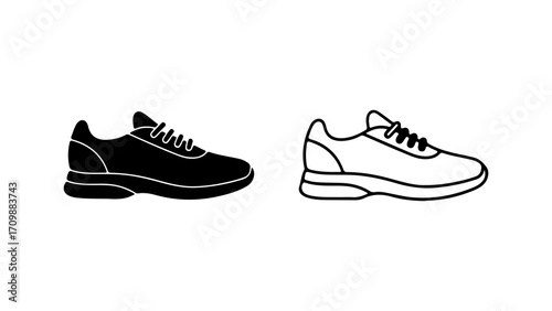 Black and white outline of a running shoe.