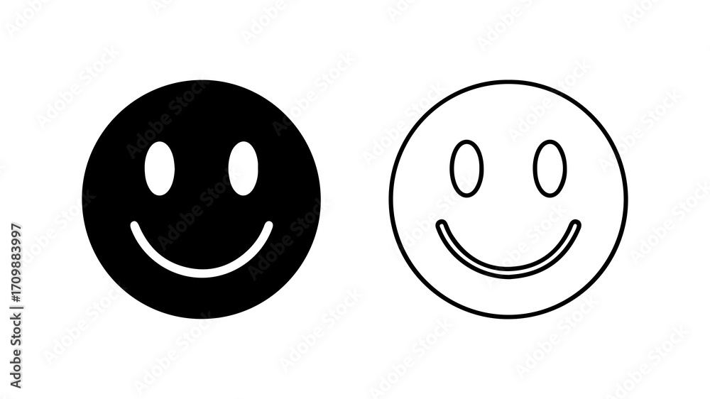 Fototapeta premium Black and White Smiley Face Icons with Positive Expression.