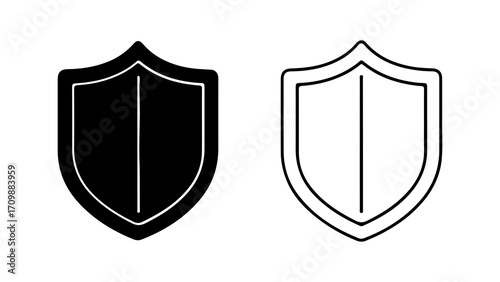 Black and white shield icons set.