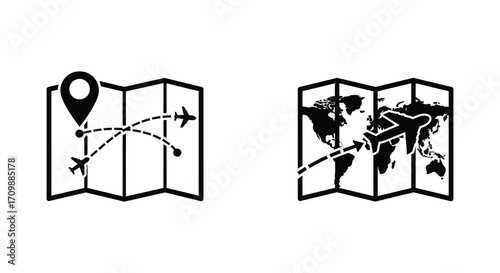 Travel planning with a world map and location pin illustration