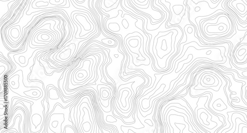 Topographic contour map with grid. Vector relief map. stock illustration