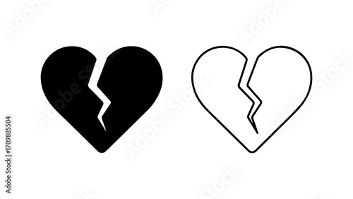 Broken Heart Icons Symbolizing Loss and Emotional Pain.