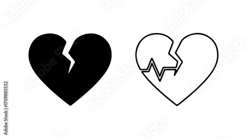 Broken Heart Icons Symbolizing Pain and Loss in Love.