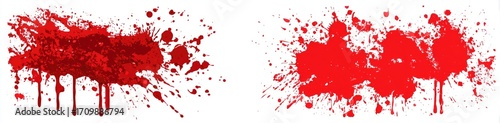 Two blood splatter patterns on a white background