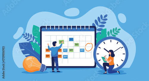 Teamwork collaboration project management timeline planning strategy business concept digital art